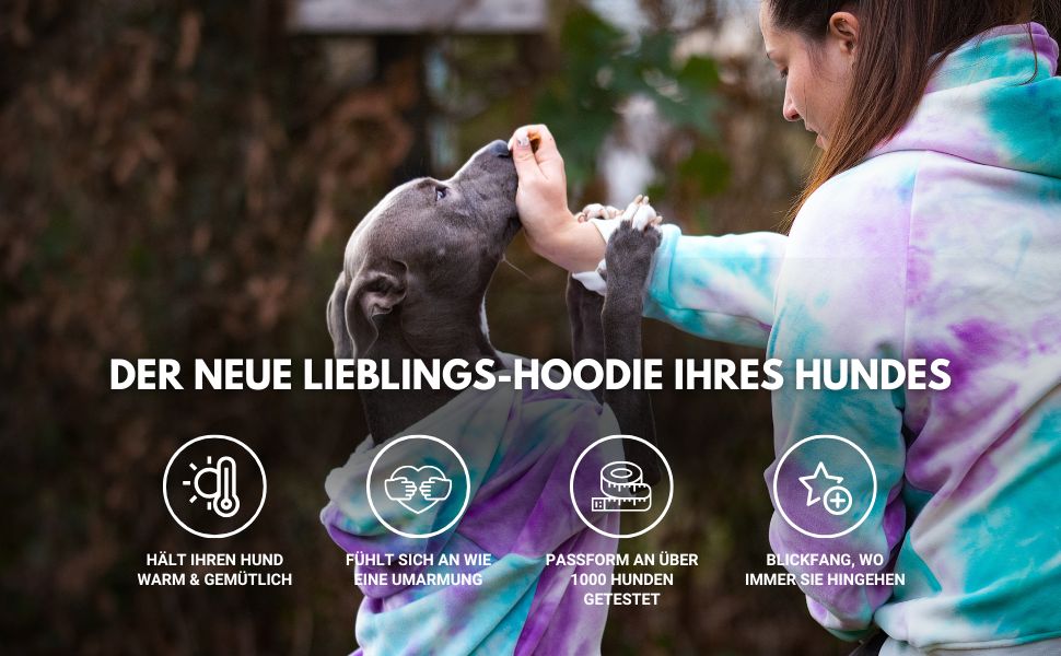 Світшот для собак Spark Paws з капюшоном, розмір XL (11-18 кг), преміум-якість, м'який велюр, заспокійливе флісове підкладка, підходить для всіх порід, 90s Retro Sky Dye