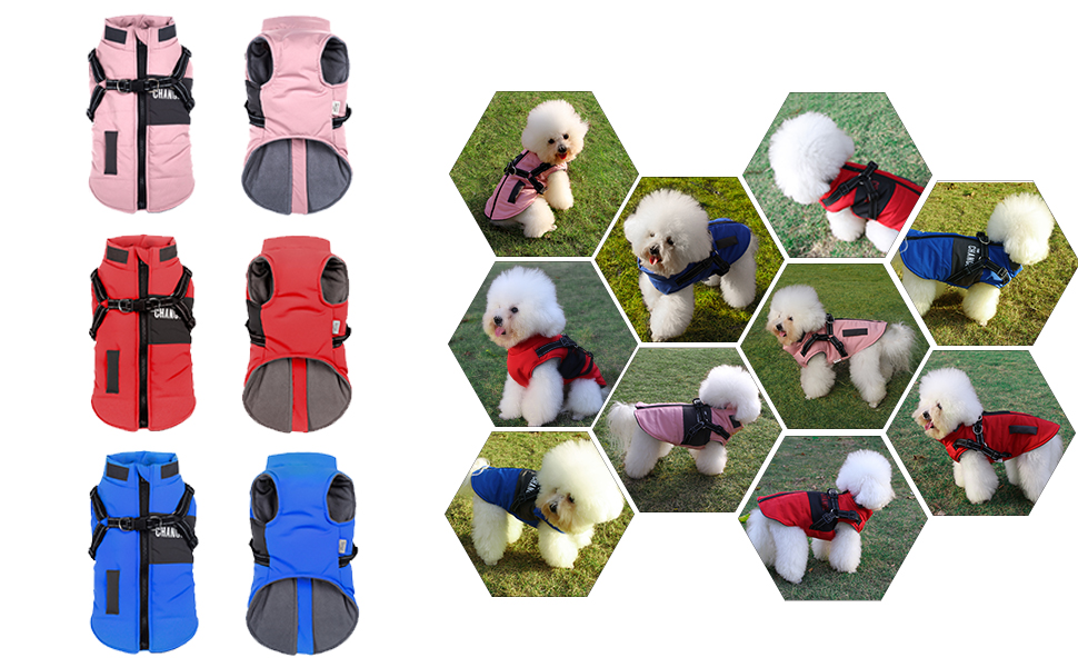 Теплий зимовий одяг для собак, куртка та жилет для маленьких та середніх порід, з світловідбиваючим жилетом, блакитний (S, блакитний)