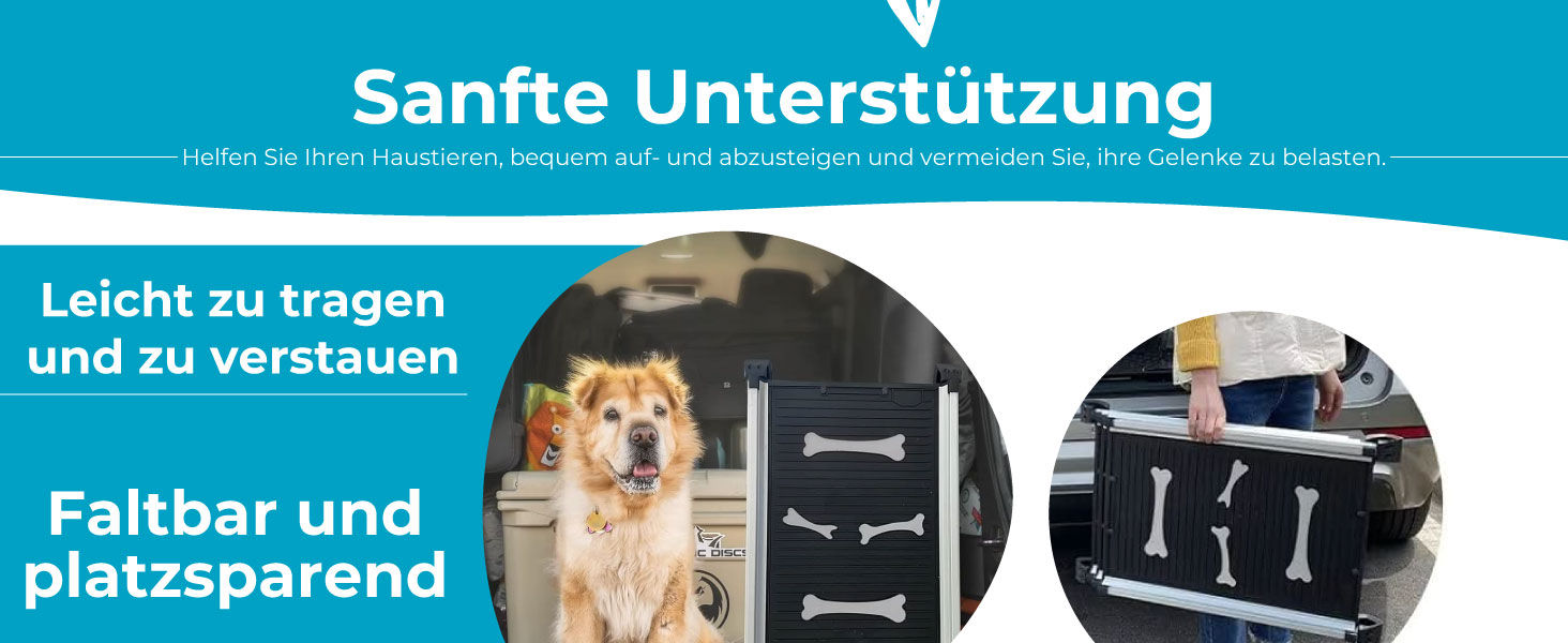 Рампа для собак Ultiness® - телескопічна, складна, з антиковзким покриттям, з алюмінію. Підходить для авто, позашляховиків та вантажівок.