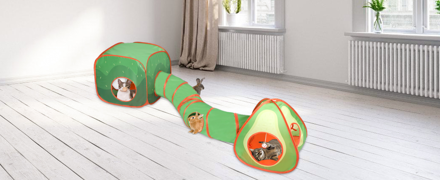 Тунель для котів RANYPET 3 в 1: інтерактивна іграшка, намет-тунель, з пакетом для зберігання. Підходить для котів, кошенят, кроликів та інших дрібних тварин.