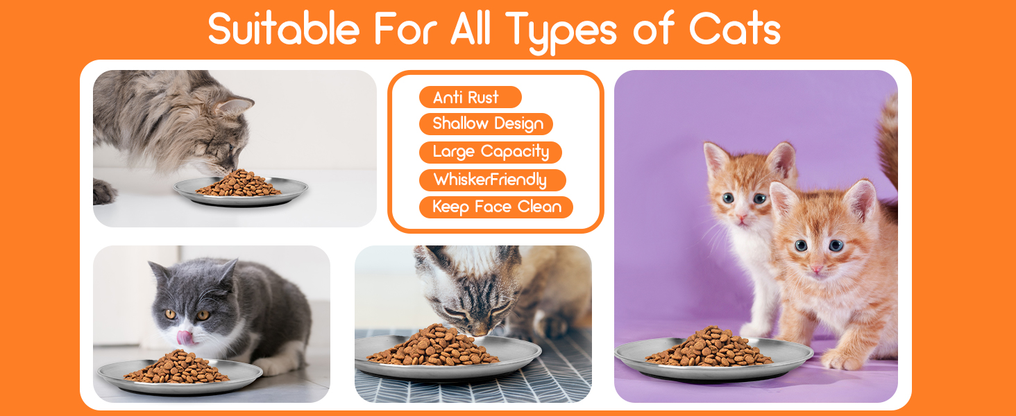 Набори мисок для котів та дрібних тварин Elisabe Katzennapfe (6 шт.) з нержавіючої сталі, 17 см, антиковзний, проти втоми вусів