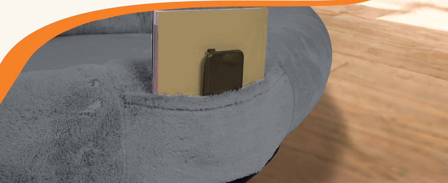 Крісло-мішок для собак та людей NESTROAD, 180x114x35 см, сірий, з штучним хутром, подушкою та ковдрою