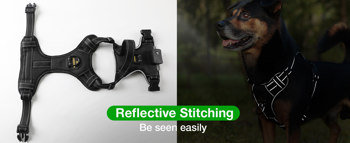 Світловідбиваючий нашийник для собак Masbrill з LED-підсвічуванням, регульований, з ручкою, м'який, для малих, середніх та великих собак (Синій L), Чорно-синій, TC3005B L Чорно-синій