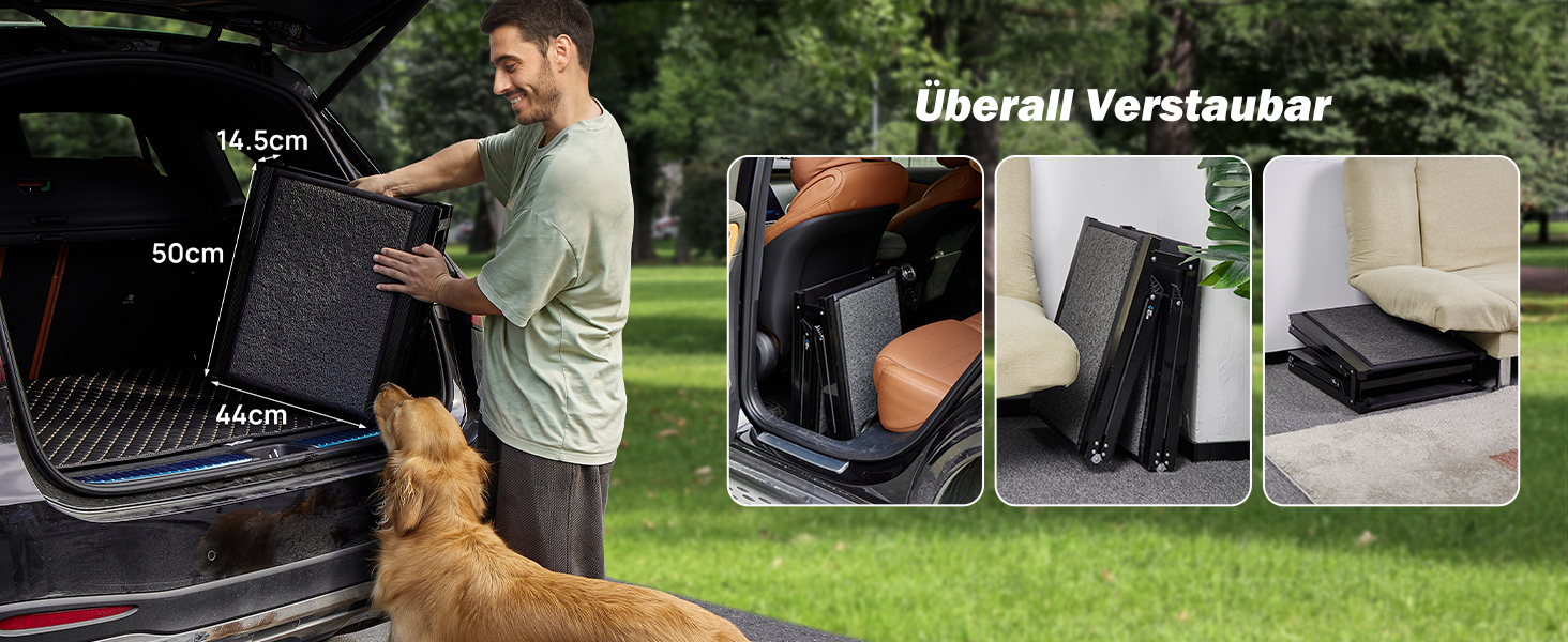 Рампа для собак JOYTUTUS складна, для авто, SUV та вантажівок, до 90 кг, для великих, середніх та маленьких тварин (180 x 44 см), алюмінієва рамка