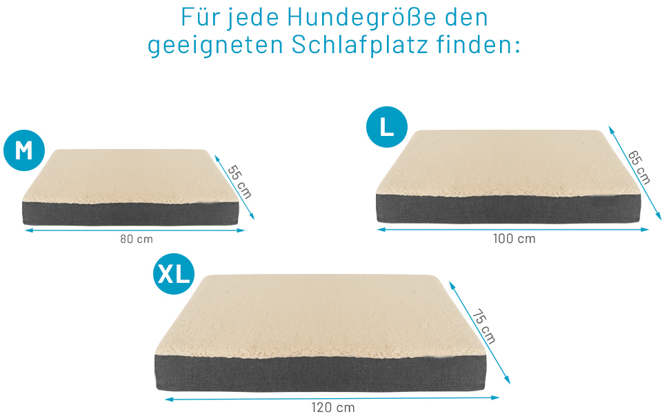 Ортопедичний килимок для собак Bobby, віскоеластична піна, знімний чохол, м'яке штучне хутро: 120x75 см, (L, Бежевий)