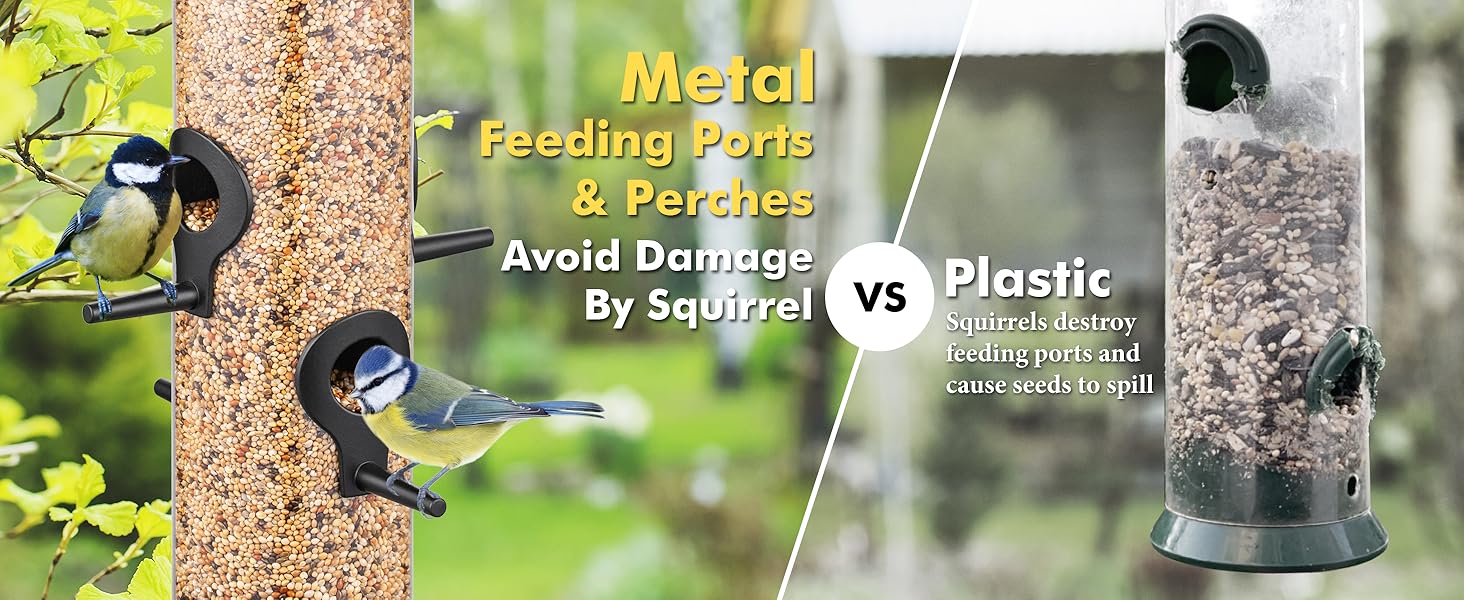 Годівниця для птахів iBorn на відкритий простір – металева годівниця для птахів, 900г місткість, чорна