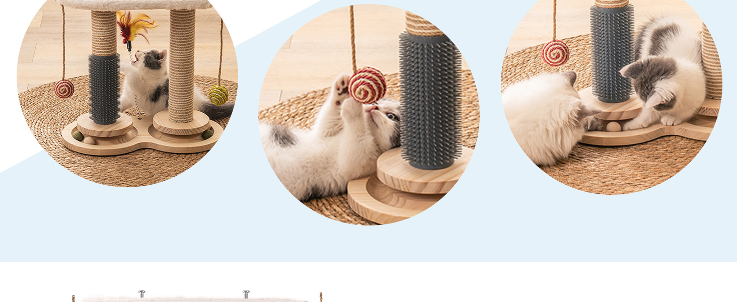 MEWOOFUN Двошарова обертаюча іграшка для кошенят і котів з натуральним сизалевим дряпаком, для самостійної гри, сіра, для домашніх котів