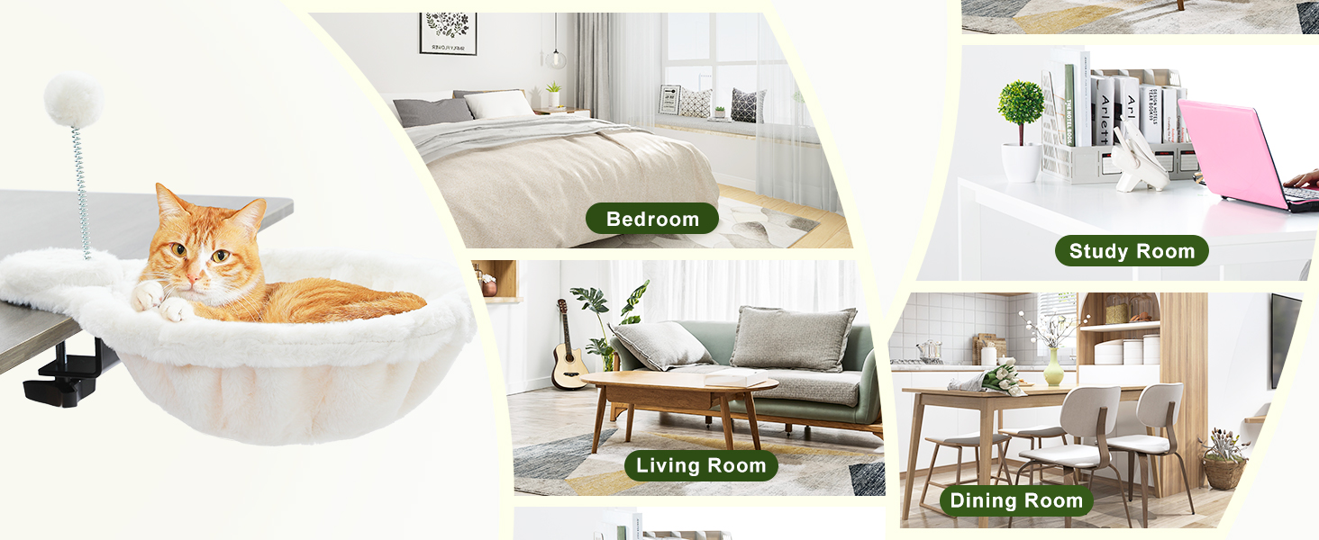 PAWZ Road: Крісло-гамак для кота на стіл, дерев'яне, 360° обертання, регульована висота, для дряпання, до 23 кг (Бежевий, Кругле)