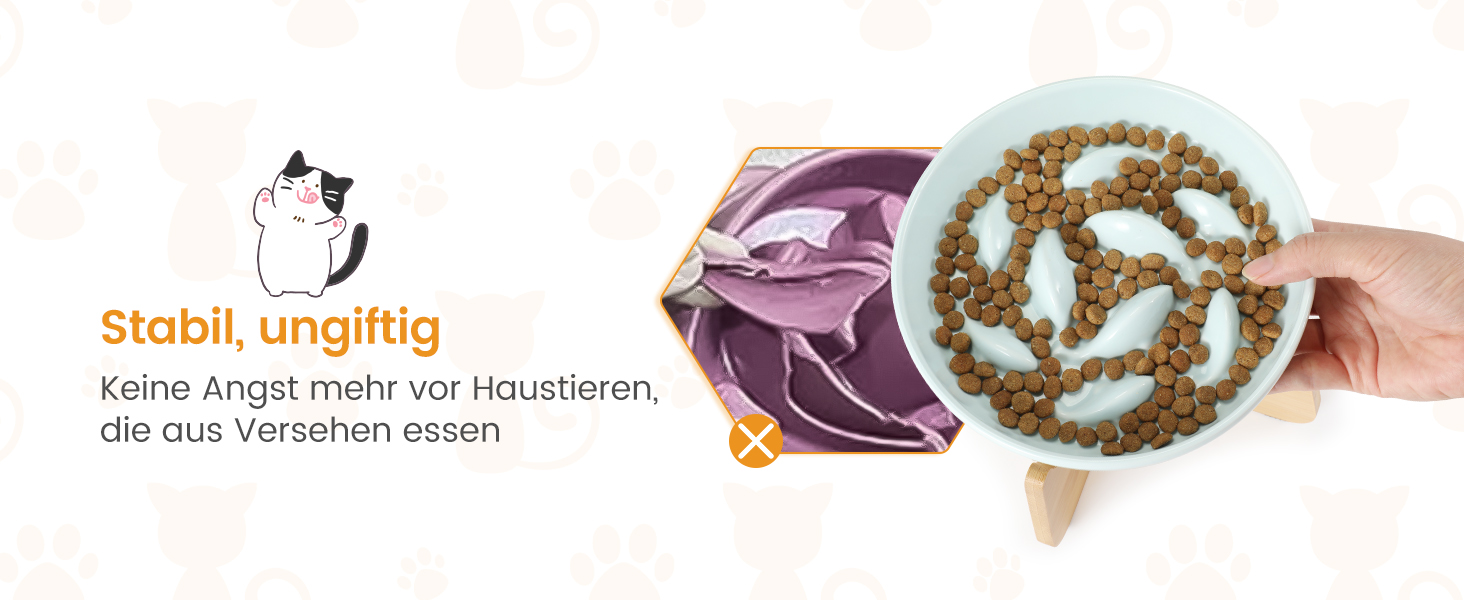 Миска для котів Happy Hachi з підняттям, кераміка, повільне годування, антиковзаюча, для котів та маленьких собак (зелена)