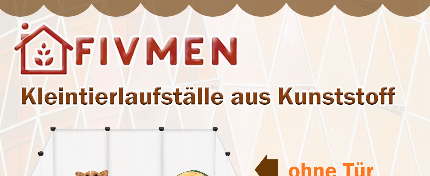 Клітка-вольєр для дрібних тварин FIVMEN 145x75x48 см з 12 панелями та дверима (біла)