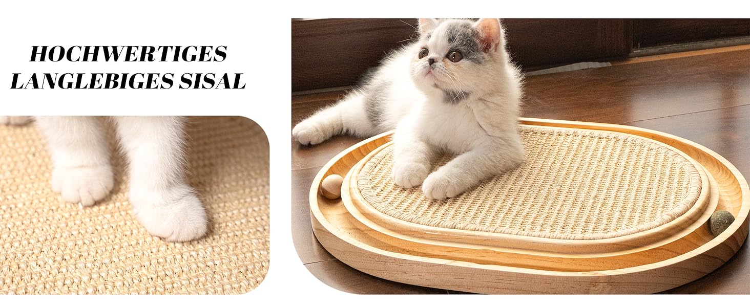 CheerPals Кігтеточка для котів 2-в-1 з натурального сизалю та м'яти, з масивного ясеня, 43x33x3 см