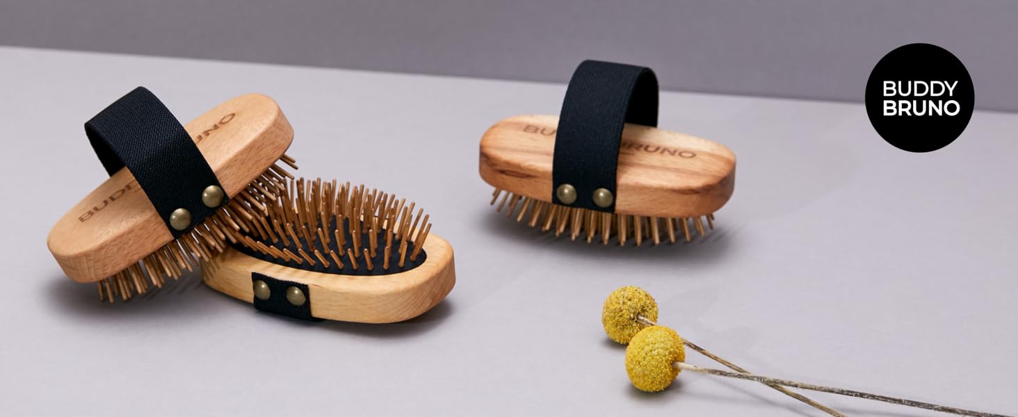 Щітка для собак з довгою шерстю - 100% натуральна щетина, Made in Germany. М'яка щітка для видалення підшерстка, розплутування та вирівнювання без вискубування. Змащений дерев'яний грифель FSC® + додатковий засіб для чищення щітки