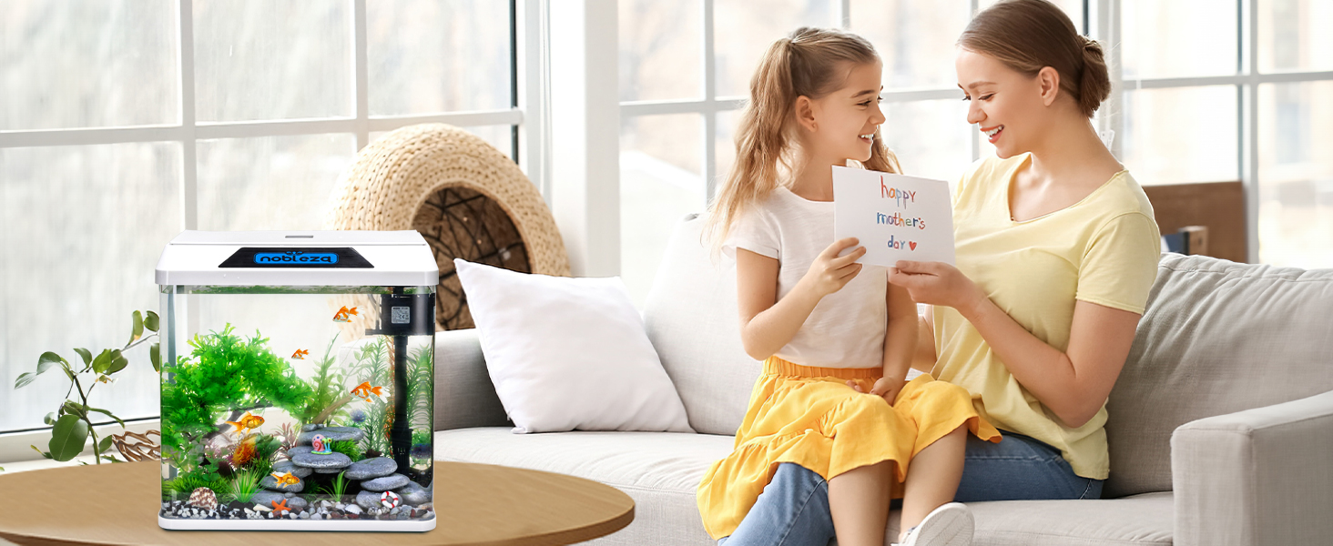 Акваріум Nobleza 54L Комплект: нано-акваріум з LED-підсвічуванням та фільтром, білий