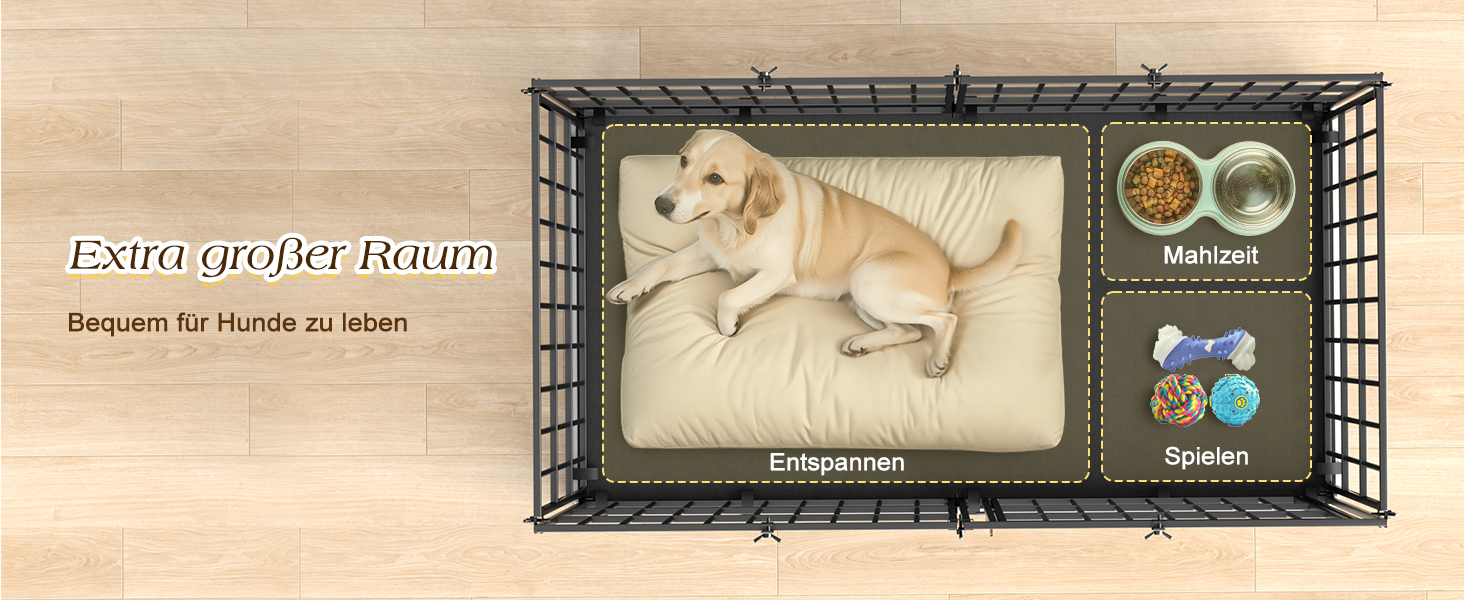 Міцний собачий переносний клітка Pawaboo 56 дюймів: надійний, з килимком, антивандальний, з металевим вольєром та замком, чорний