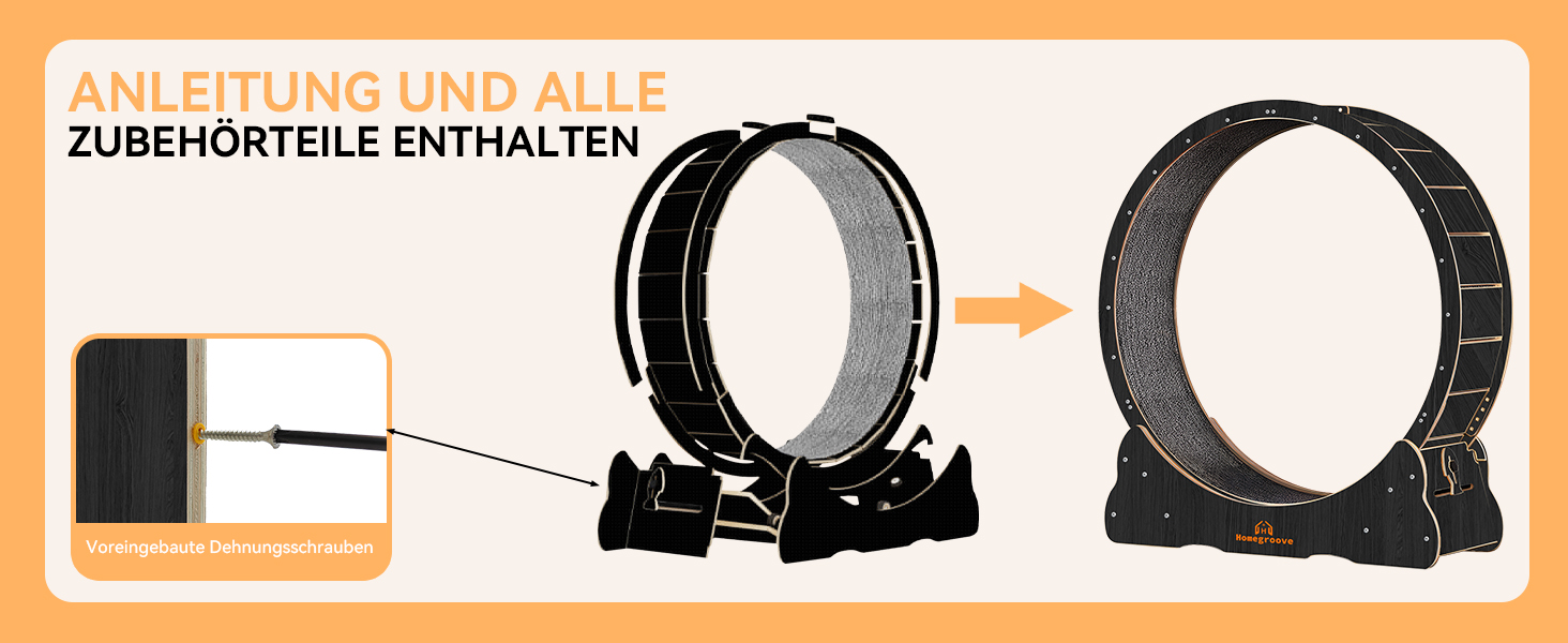 Катання для котів Homegroove, 113 см, XL: бігове колесо для дому, для зниження ваги та здоров'я котів