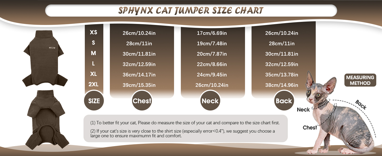 Одяг для котів, пуловер для Sphynx, Cornish Rex, Devon Rex, Peterbal (темно-коричневий, L)