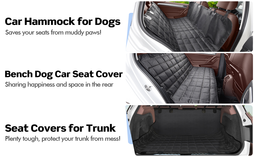 Захист для заднього сидіння авто для собак 4-в-1, 100% водонепроникний, з боковими захистами, для легкових, вантажних автомобілів та SUV, стійкий до подряпин та ковзання