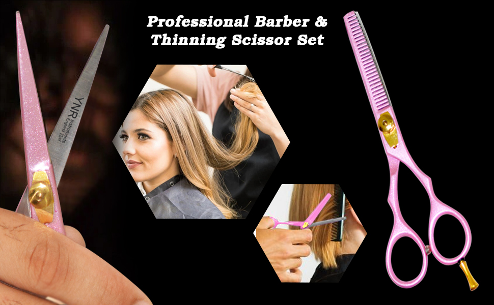 Професійний набір перукарських ножиць YNR (5,5 дюймів) – ножиці для стрижки та вирівнювання, гребінець, чохол. Підходить для чоловіків, жінок, дітей та дорослих.
