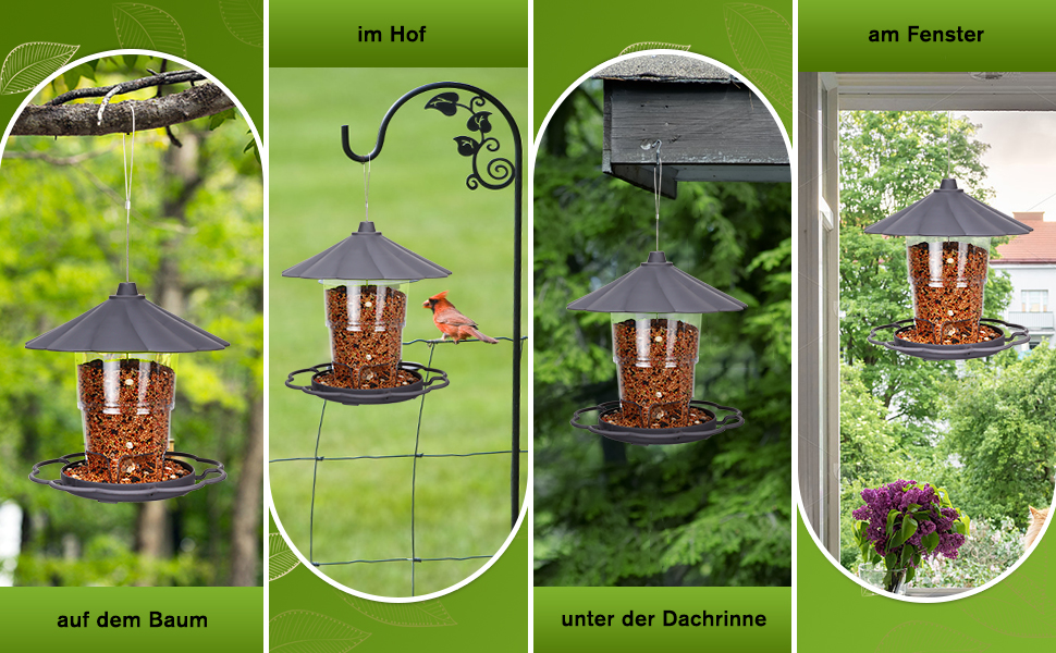 Кормушка для птахів на підвіску, 820мл, сіра. Складана годівниця для птахів, вологостійка, з пластику, для балкона та саду