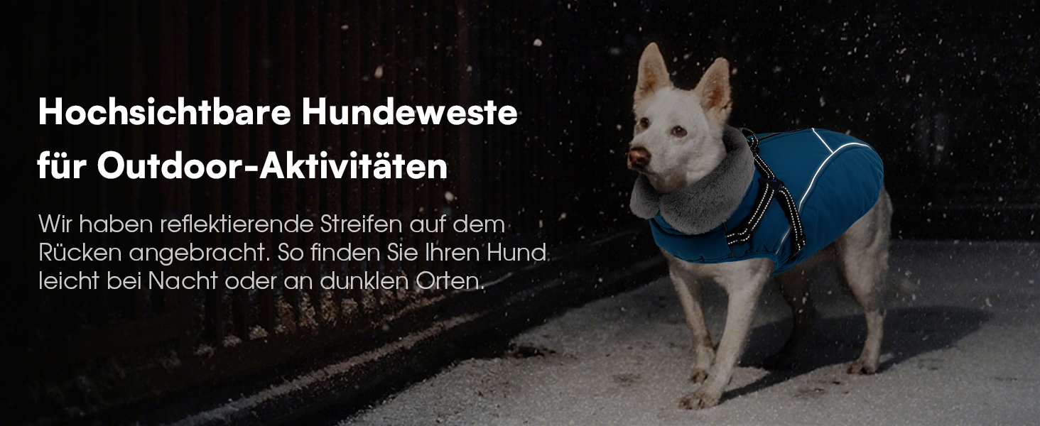 Зимовий теплий водонепроникний одяг для собак Queenmore, куртка для собак з шлейкою, 3-шарова, світловідбиваюча, для великих порід (лабрадор, хаскі, голден ретрівер) (Морська хвиля, 2XL) XXL Морська хвиля