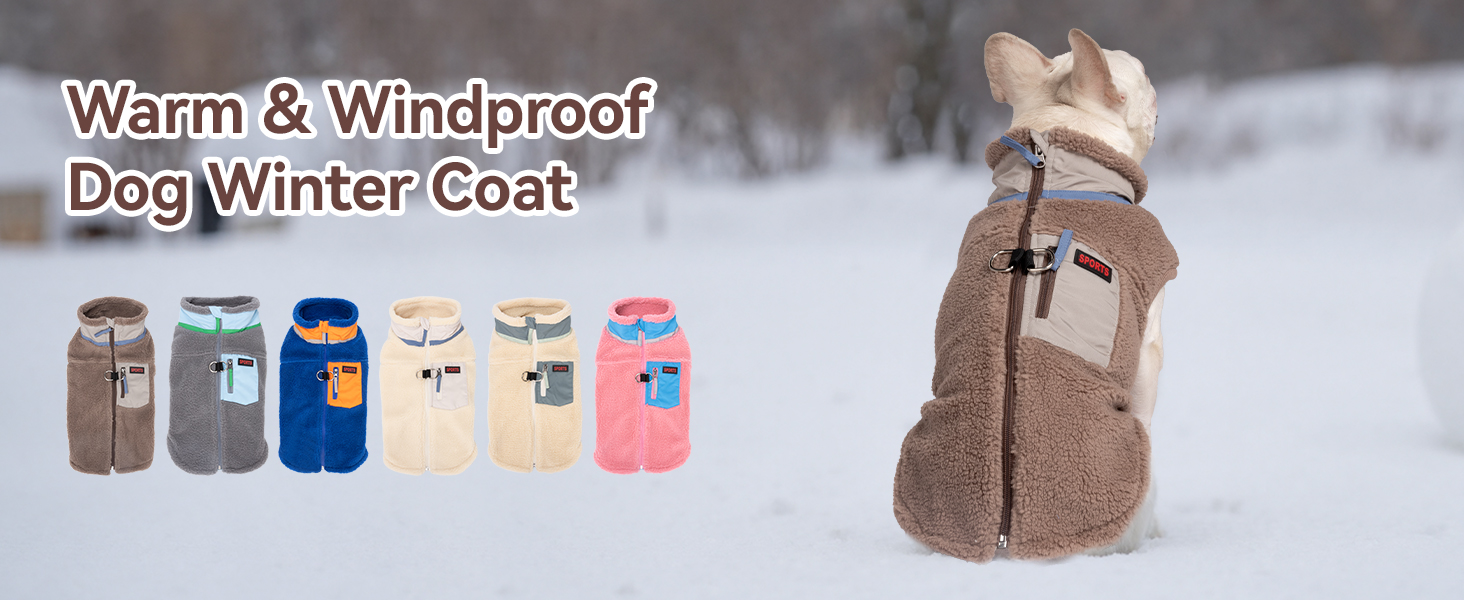 Теплий зимовий жилет для собак FeimaX з флісу, з D-початком, для малих та середніх собак, колір кава