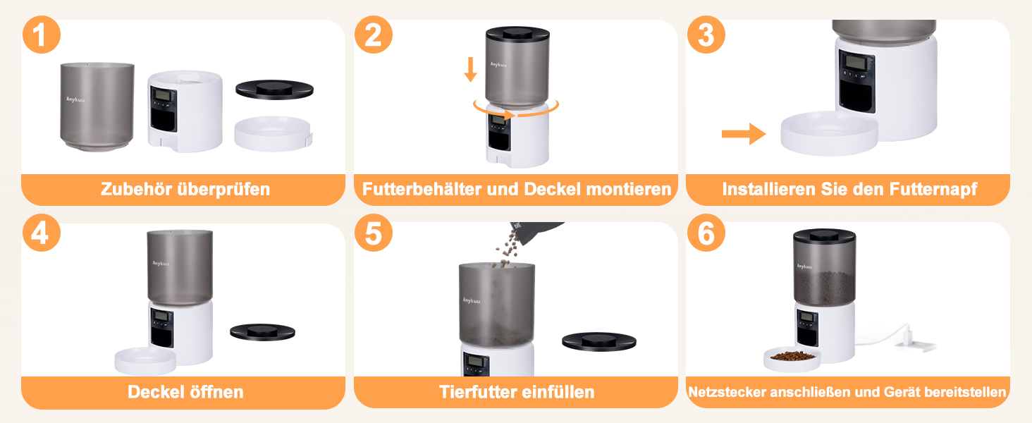 Автоматичний годівниця для котів та собак Anykuu 4L з таймером та контролем порцій. Автоматичний диспенсер для сухого корму з функцією запису (10с) для маленьких та середніх тварин, білий