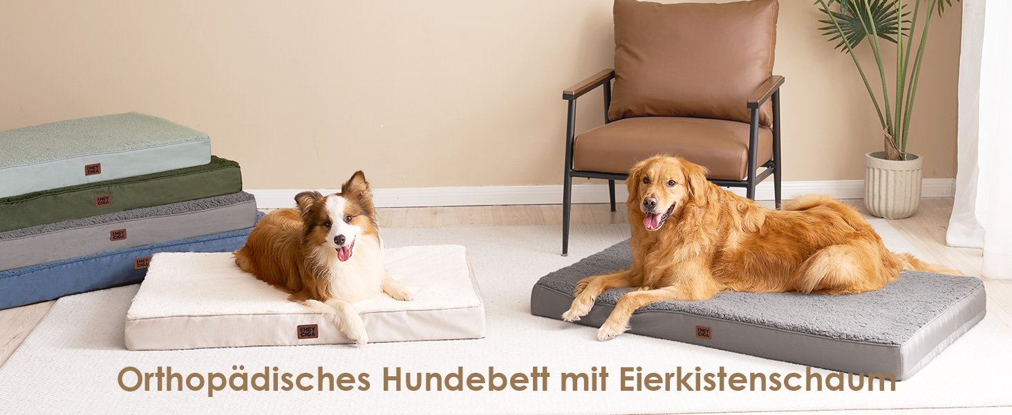 Ортопедичне ліжко для собак середніх порід EHEYCIGA 89x58x9 см, м'яке, знімний чохол, підходить для перевезення, Kamel