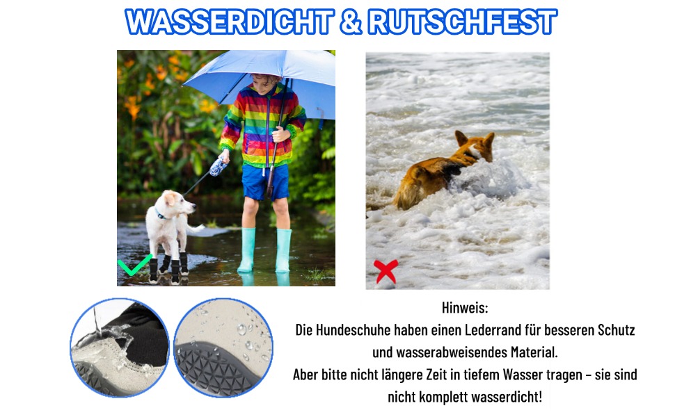 Чоботи для собак: захист подушечок лап [4 шт.], водонепроникні та дихаючі, з неслизькою підошвою та світловідбиваючим кріпленням. Підходять для малих, середніх та великих собак. Зручні чоботи для прогулянок на вулиці.
