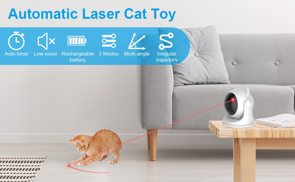Автоматичний лазерний іграшковий пристрій для котів та цуценят VOVIGGOL, USB-зарядка, регульовані зони, інтерактивна мисливська іграшка для тварин