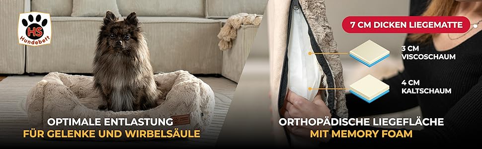 Ортопедичне ліжко для собак Shadow Deluxe S (60x75 см) з Memory Foam – Зручне, з антиковзким покриттям, миється – Німецька якість