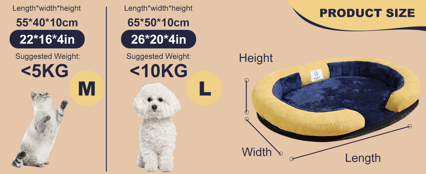 Ортопедичне ліжко для собак PETCUTE великих порід, зручне, з антиковзною основою та знімним чохлом, блакитне