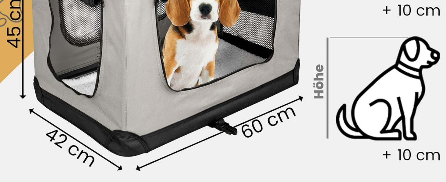 Складана переносна сумка-бокс для собак та котів Petigi (кремовий, M, 60x42x45 см)