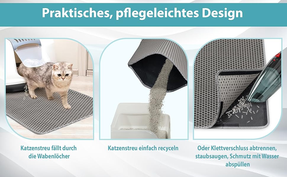 Matte Plazzid® для котячого туалету: XXL, 90x60 см, сіра, водонепроникна, з кріпленням