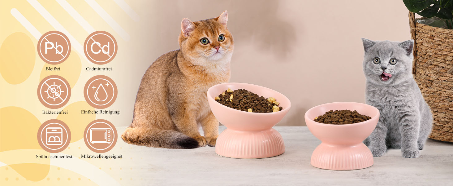 Підвищена годівниця для котів з кераміки - нахилена миска проти блювоти для котів - 280 мл, діаметр 15,5 см, біла