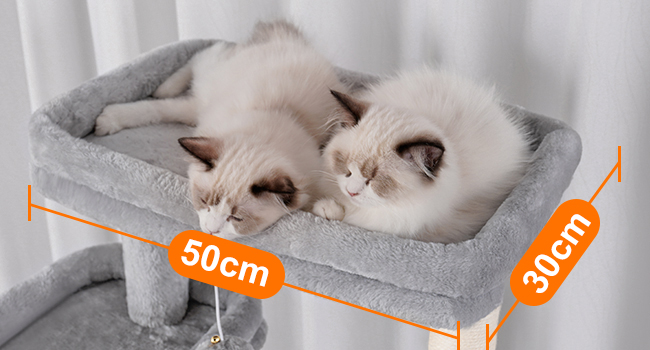 Кігтеточка Heybly 200см, 11 колон, гамак, сірий