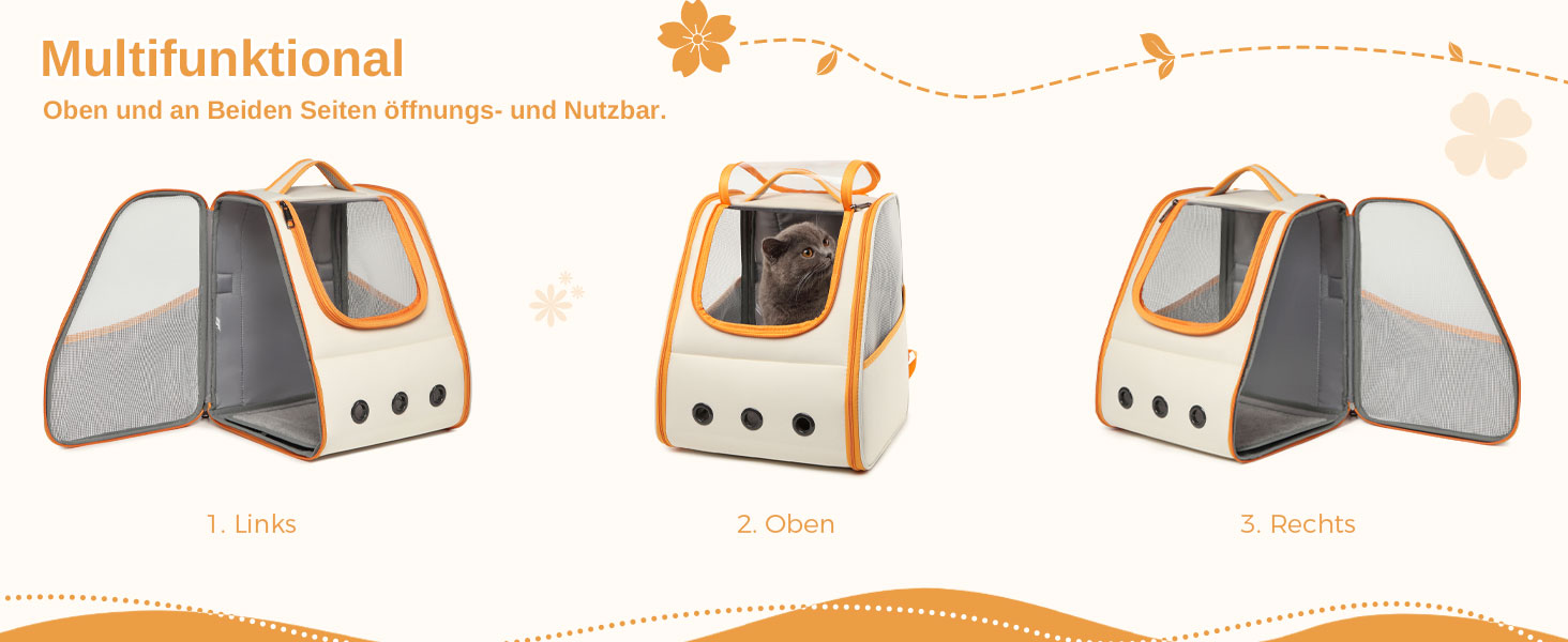 Рюкзак для кота/собаки Dogat, складаний, для перевезення тварин, помаранчевий+білий