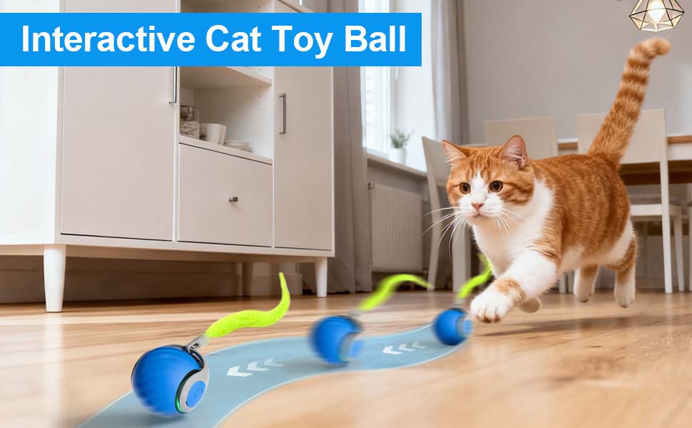 Інтерактивна іграшка для котів - м'ячик з федерцем, перезаряджається, 2 режими, автоматичний, для дому, самостійної розваги (Помаранчевий) (1 x Синій)