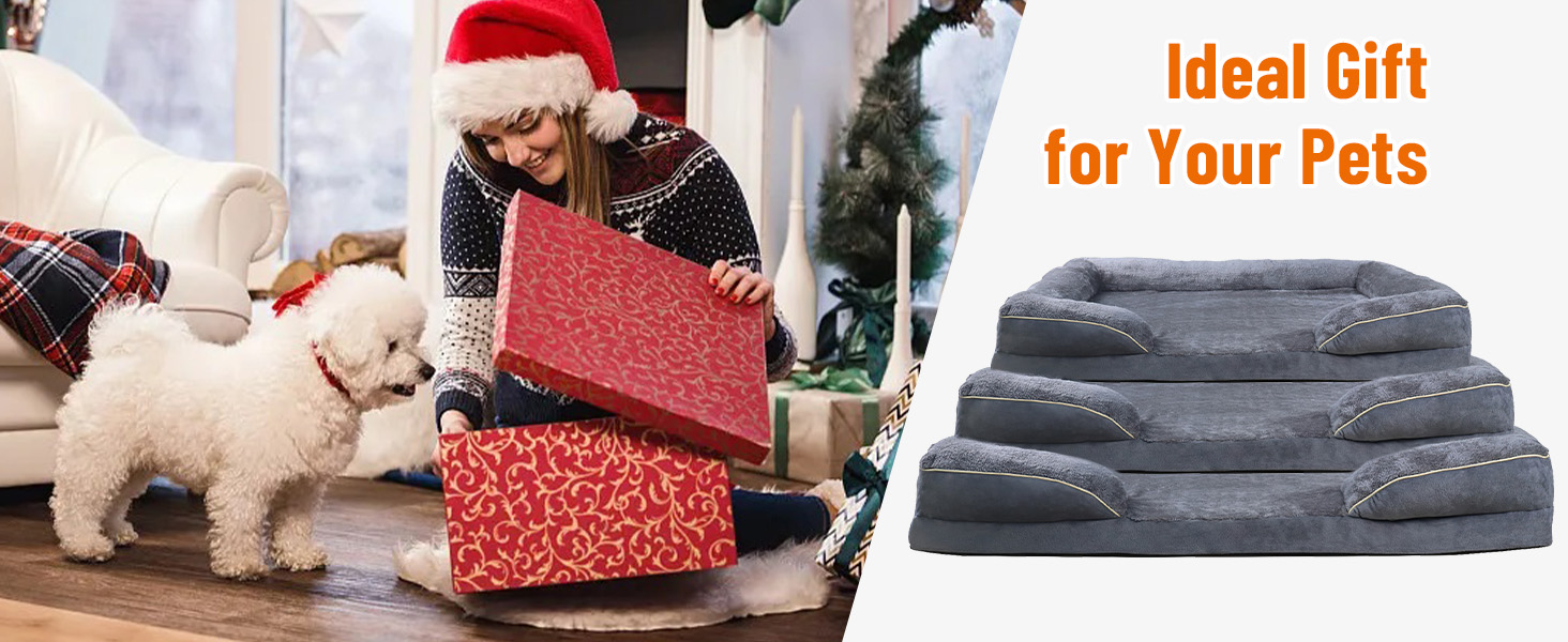 Ортопедичне ліжко для собак, корзина для собак, м'яка підстилка, диван для собак, подушка для собак, корзинка для собак з високим бортиком, знімний та пральний чохол, 91 x 69 x 18 см, неслизьке дно