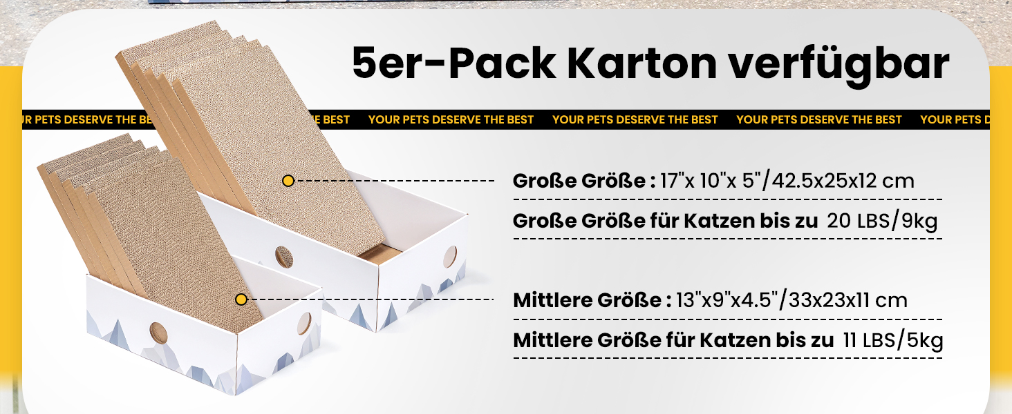 5-Piece Conlun Cat Scratch Box Set with Scratching Pad - Large, White