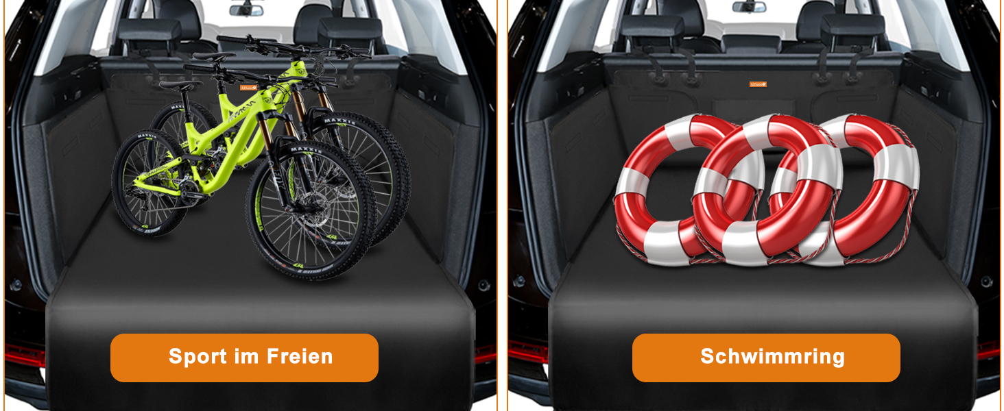 Захист для багажника автомобіля Alfheim для собак - водовідштовхувальний та легкий у догляді - універсальний. Чорна килимок для багажника з захистом краю завантаження (Чорний)