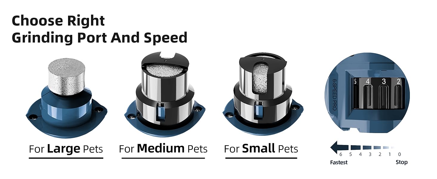 Електричний точилка для кігтів собак та котів Casfuy - 6 режимів, 45 dB, з LED-підсвічуванням, для великих, середніх та маленьких тварин, з захистом від пилу, блакитний