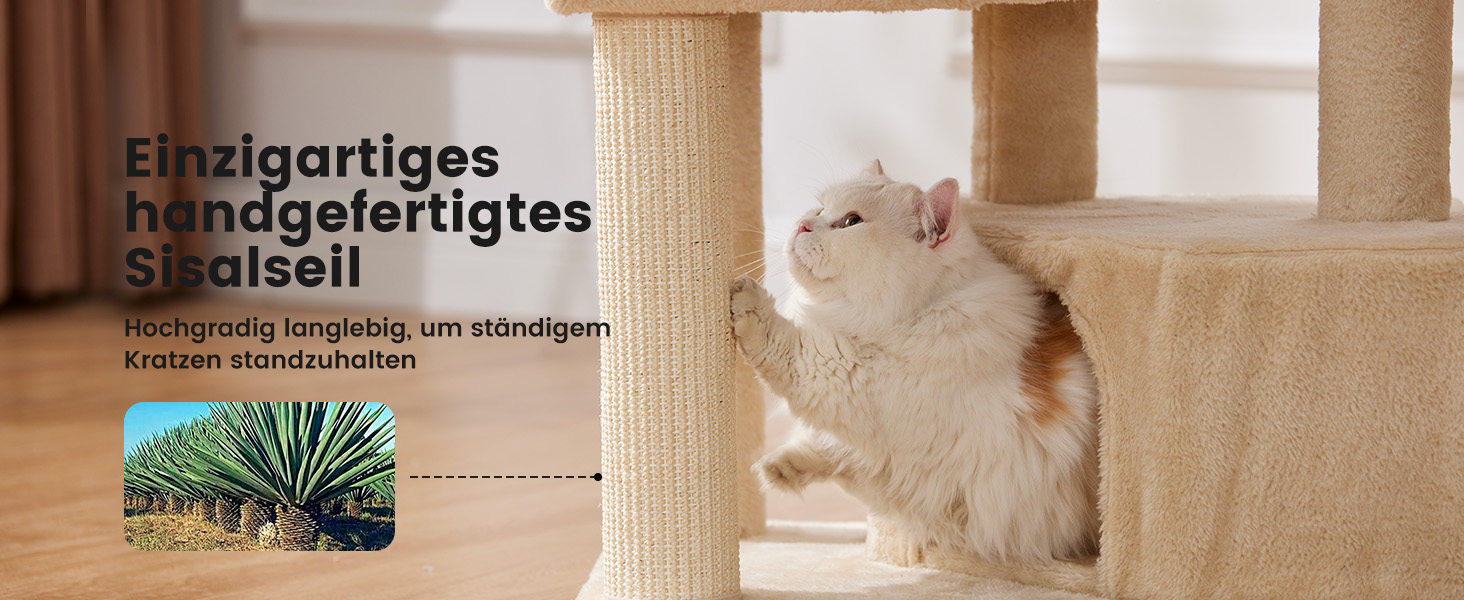 Кліматизатор для котів Gardner Pet Katzenbaum, 105 см. Кліматизатор з дряпальною колоною, платформою, 2 печерами, кошиком, сірий (59 x 44 x 105 см)