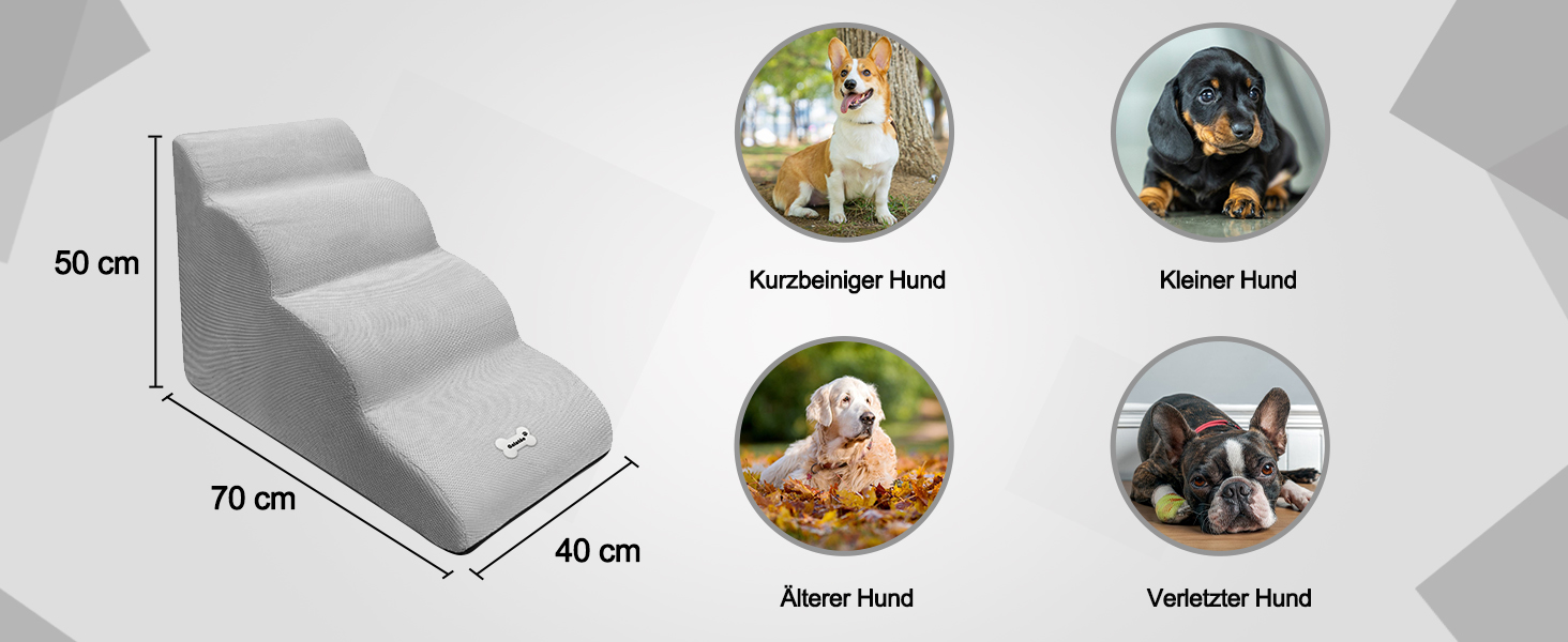 Сходинки для тварин Galatée: 4 сходинки, знімне прання, неслизькі, для високих ліжок/диванів (рожевий)