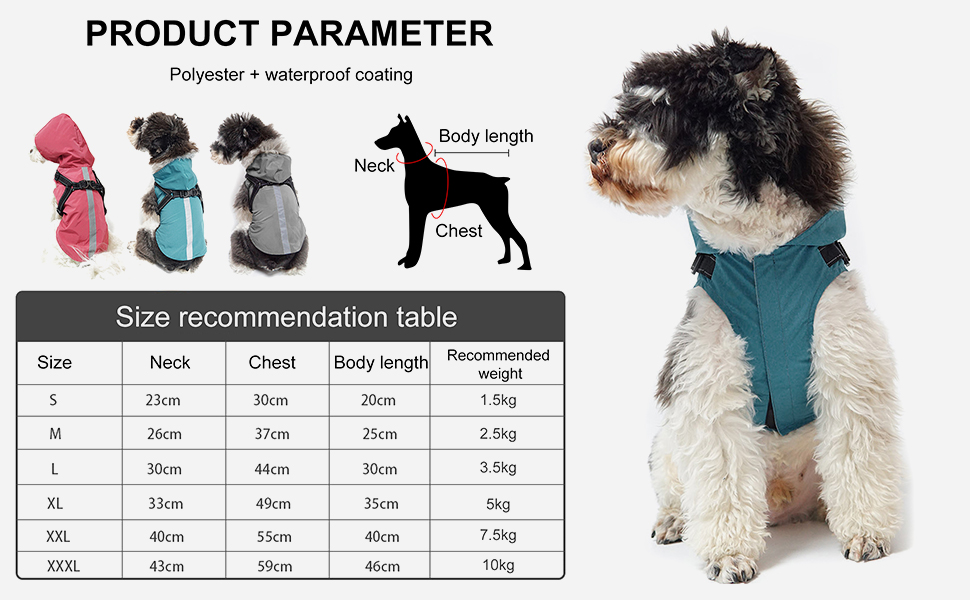 Дощовик для собак PETCUTE: водонепроникний, з отвором для шлейки, для маленьких, середніх та великих собак, з світловідбиваючими смугами, регульована капюшон, 3XL, Рожевий