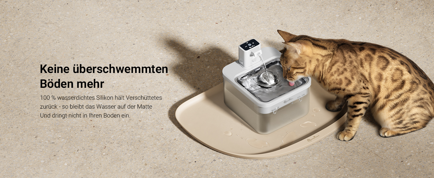 Підкладка під миску для котів DownyPaws, силіконова, 62 x 43 см, бежева. Захист від розливу води та корму, легко миється, BPA-free