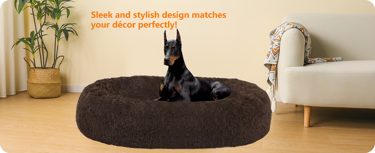 Ортопедичне ліжко для собак круглої форми, м'яке гніздо для собак та котів, зручне ліжко-лежанка, 70 см Ø, (120 x 120 x 20 см, Коричневе)