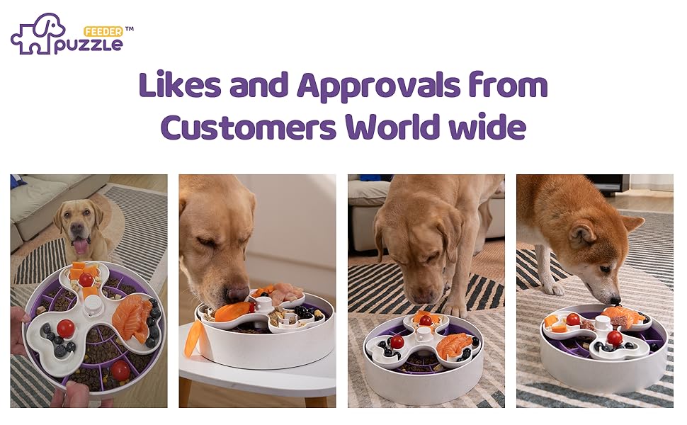 Антишлінговий набір для собак - миска для сухого, вологого та сирого корму | Головоломка для корму для собак для веселих та здорових прийомів їжі | Антишлінговий набір для собак з чотирма лапами, фіолетовий