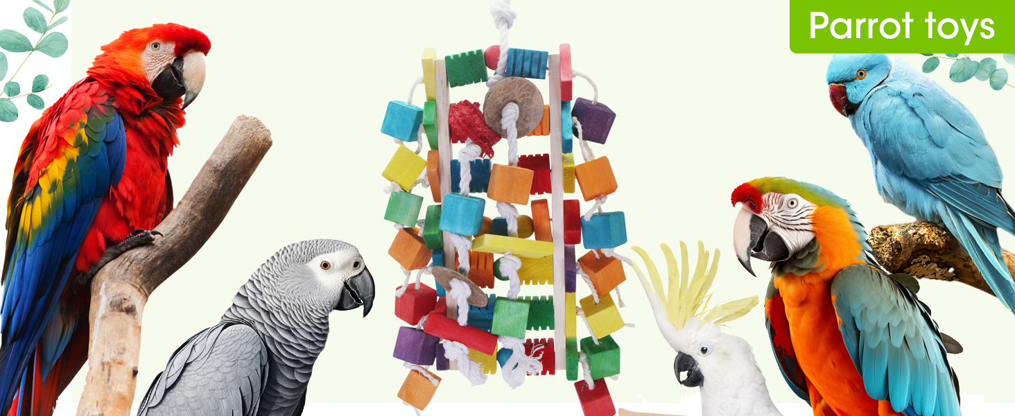Іграшка для папуги MQUPIN: дерев'яні блоки для жування, 56 см, для Африканського сірого папуги, M-11 inches