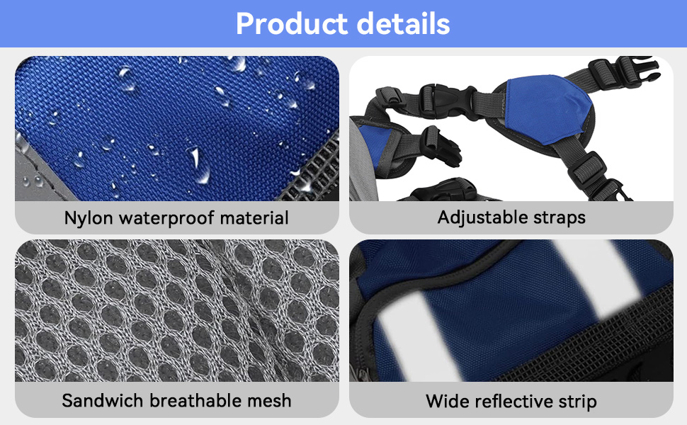 Рюкзак для собак Cyrank: набір посуду, жилет, сумка для спорядження, рюкзак для подорожей з відбиваючими смугами. Підходить для собак середніх розмірів (S)