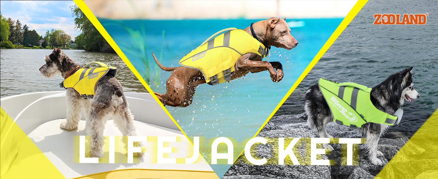 Жилет для плавання собаки ZOOLAND, великий, зелений. Регульований, довговічний, з світловідбиваючими елементами для собак маленьких, середніх та великих порід